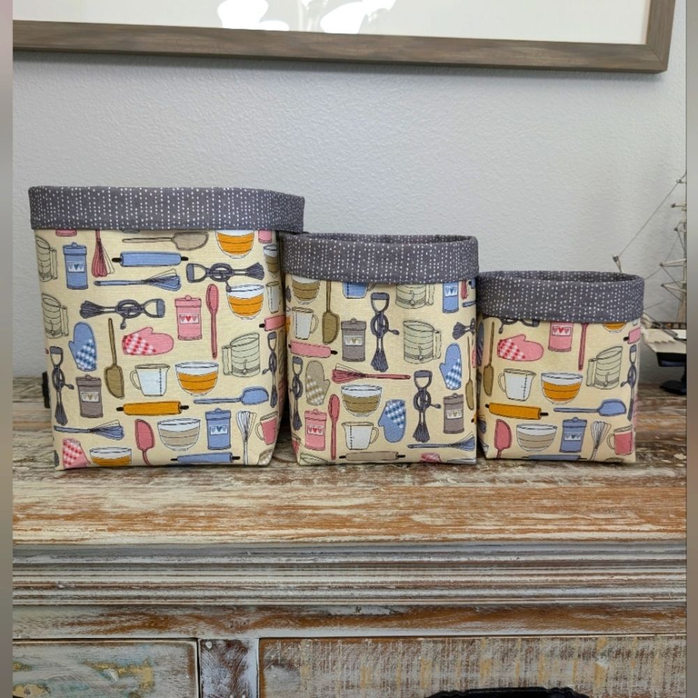Hand Crafted Nesting Baskets/Bins Set of 3